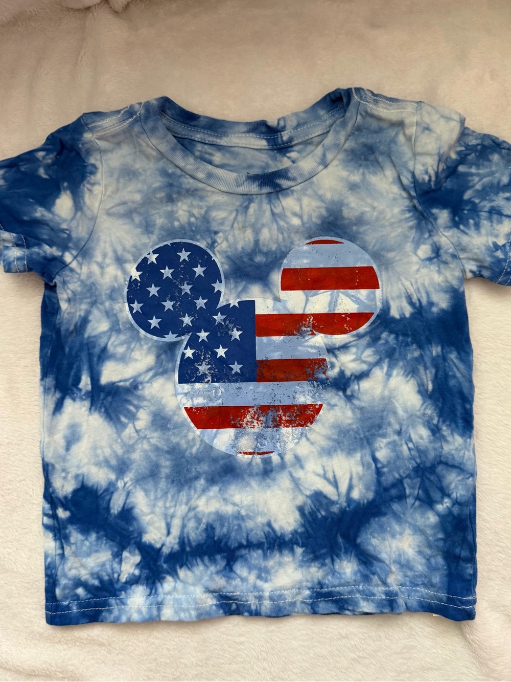 Disney Blue Tie-Dye Mickey USA Flag Tee